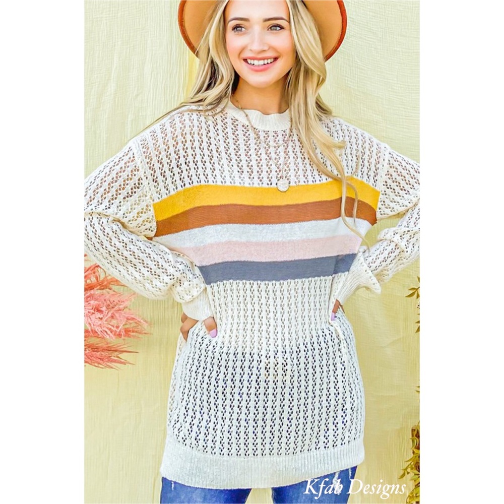 ❤️LAST! Color Block Striped Lightweight Sweater! Perfect for transition! - Picture 7 of 10